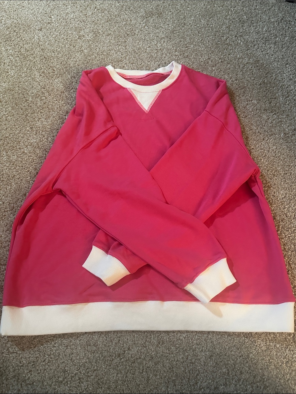 SHEIN Hot Pink Sweatshirt with White Trim